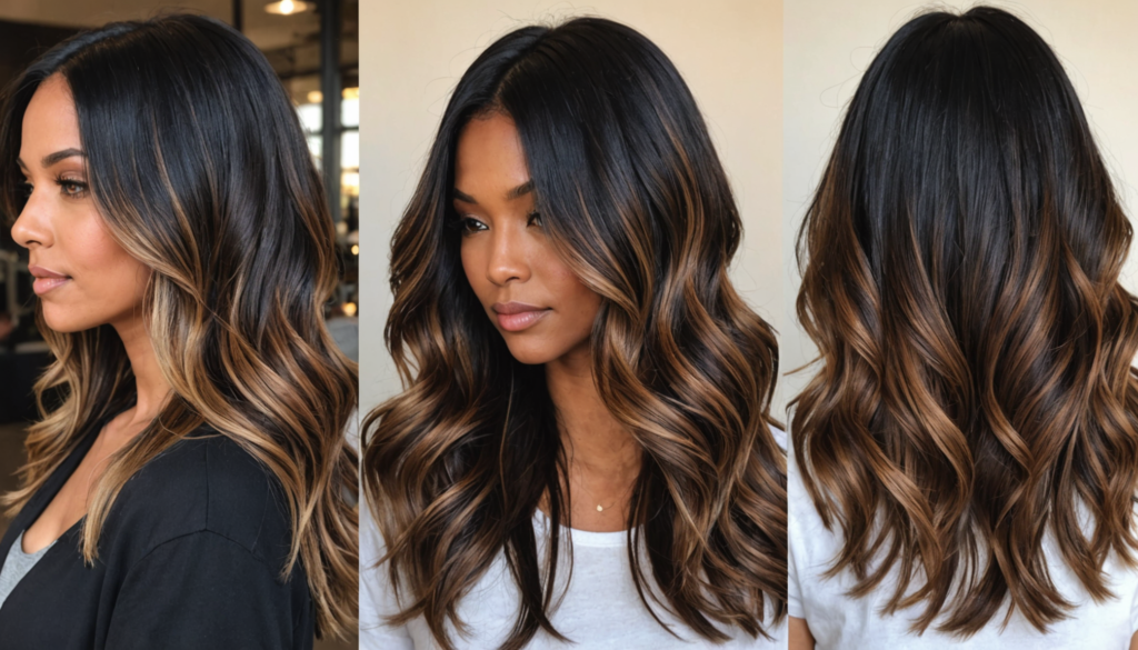 Balayage sur cheveux noirs : techniques et conseils pour un résultat réussi