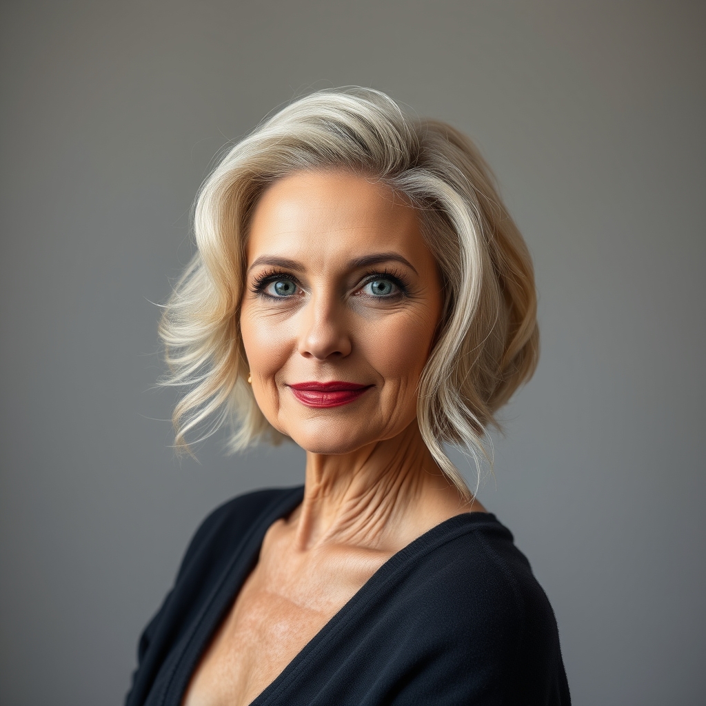 Coiffure femme 60 ans épanouie